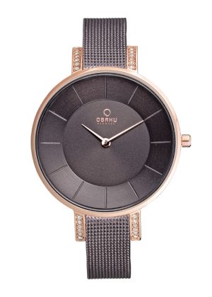 Γυναικείο ρολόι OBAKU Lun Walnut μπρασελέ
