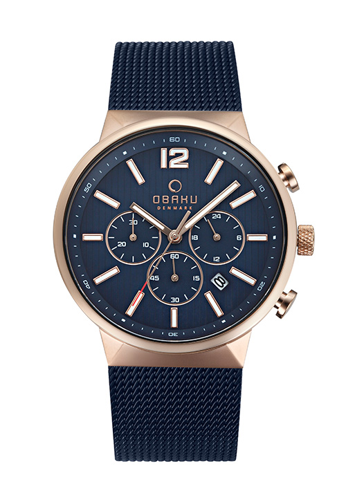 2115_geormas Ανδρικό ρολόι OBAKU Storm Ocean Chronograph με μπρασελέ