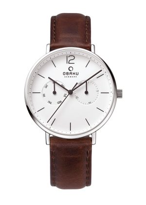 2117_geormas Ανδρικό ρολόι OBAKU Flod Mocha με ταμπά δερμάτινο λουρί