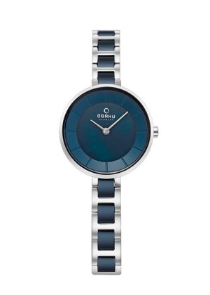 Γυναικείο ρολόι OBAKU Vind BlueSteel με μπρασελέ δίχρωμο