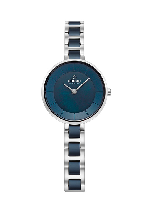 2119_geormas Γυναικείο ρολόι OBAKU Vind BlueSteel με μπρασελέ δίχρωμο
