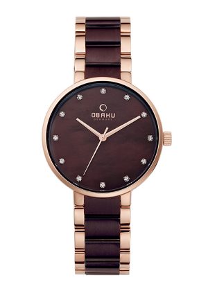 Γυναικείο ρολόι OBAKU Glad Nut  με μπρασελέ δίχρωμο