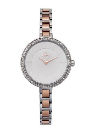 Γυναικείο ρολόι OBAKU Frost Peach με δίχρωμο μπρασελέ