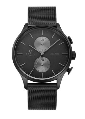 2129_geormas Ανδρικό ρολόι OBAKU Gran Charkoal με μπρασελέ