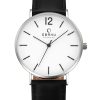 Ανδρικό ρολόι OBAKU Mark Black με μαύρο δερμάτινο λουρί