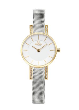 Γυναικείο ρολόι OBAKU Lykke Gold με δίχρωμο μπρασελέ