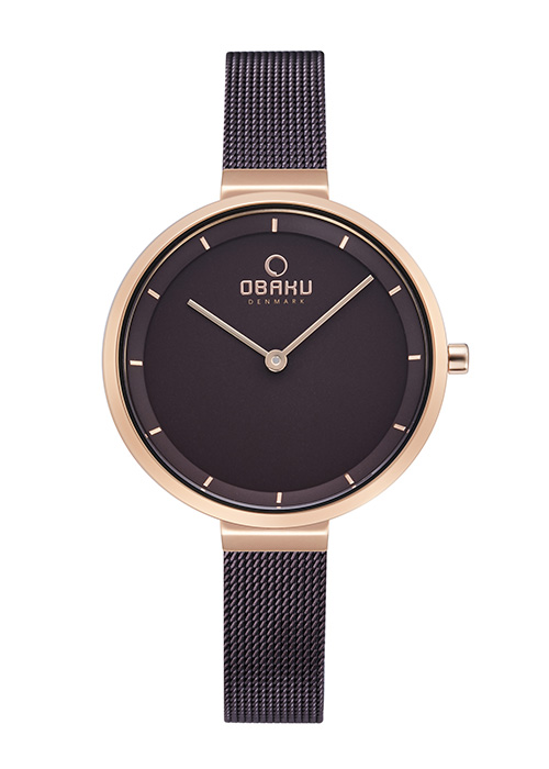2149_geormas Γυναικείο ρολόι OBAKU Blomme Walnut με μπρασελέ