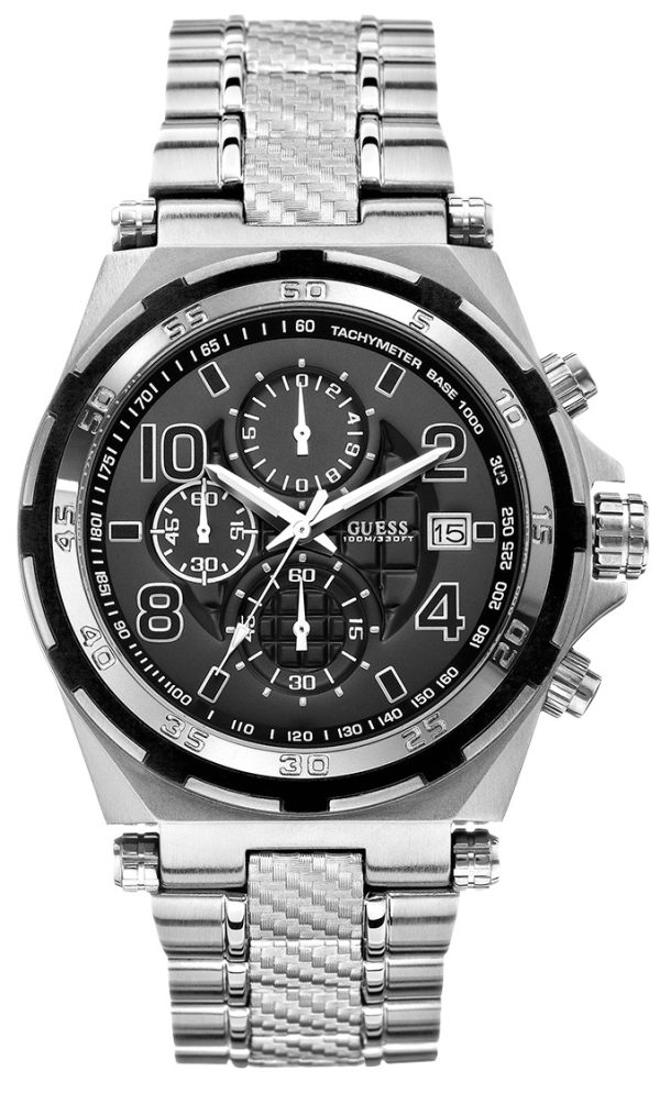 2161_geormas Ανδρικό ρολόι GUESS W0243G1 με μπρασελέ