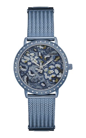 Γυναικείο ρολόι GUESS με μπλε μπρασελέ ειδικής επεξεργασίας
