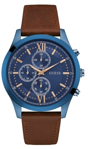 Ανδρικό ρολόι GUESS W0867G3 Chronograph με καφέ δερμάτινο λουρί