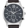 2174_geormas Ανδρικό ρολόι GUESS W0876G1 Chronograph με καφέ δερμάτινο λουράκι