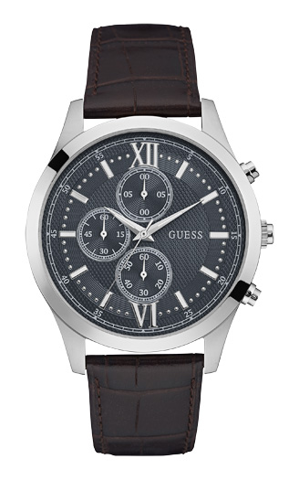 2174_geormas Ανδρικό ρολόι GUESS W0876G1 Chronograph με καφέ δερμάτινο λουράκι