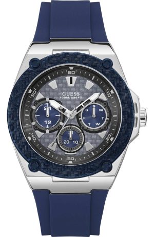 Ανδρικό ρολόι GUESS W1049G1 Multi Function με μπλε καουτσούκ λουρί