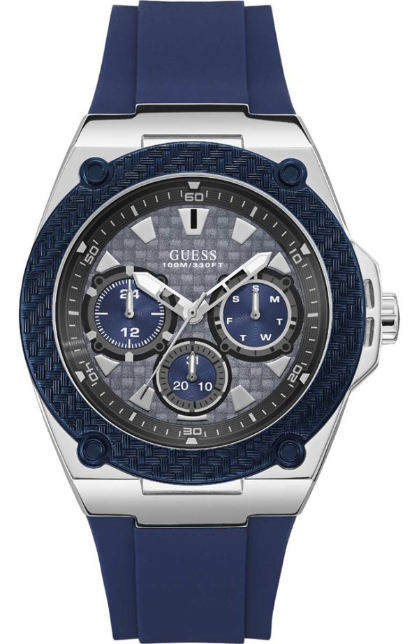 Ανδρικό ρολόι GUESS W1049G1 Multi Function με μπλε καουτσούκ λουρί