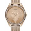 2187_geormas Γυναικείο ρολόι GUESS με πλεχτό μπρασελέ