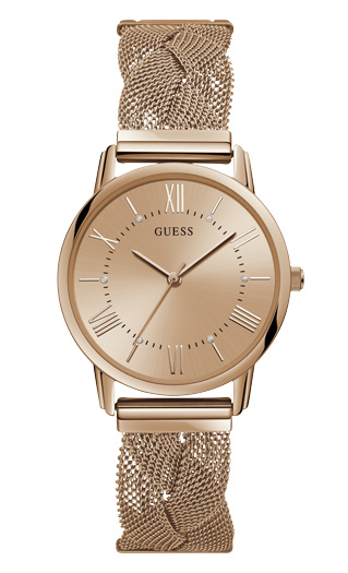 2189_geormas Γυναικείο ρολόι GUESS W1143L3 με πλεχτό μπρασελέ