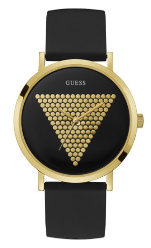 Unisex ρολόι GUESS με μαύρο καουτσούκ λουρί