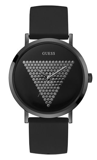 2195_geormas Unisex ρολόι GUESS W1161G2 με μαύρο καουτσούκ λουρί