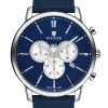 Ανδρικό ρολόι WAINER Wall street WA.19672-A Chronograph με μπλε δερμάτινο λουρί