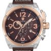 Αντρικό ρολόι WAINER Zion Chronograph 10770-A με καφέ λουρί δερμάτινο