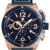 Αντρικό ρολόι WAINER Zion Chronograph με μπλε λουρί δερμάτινο