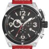 Αντρικό ρολόι WAINER Zion Chronograph 10770-D με κόκκινο λουρί δερμάτινο