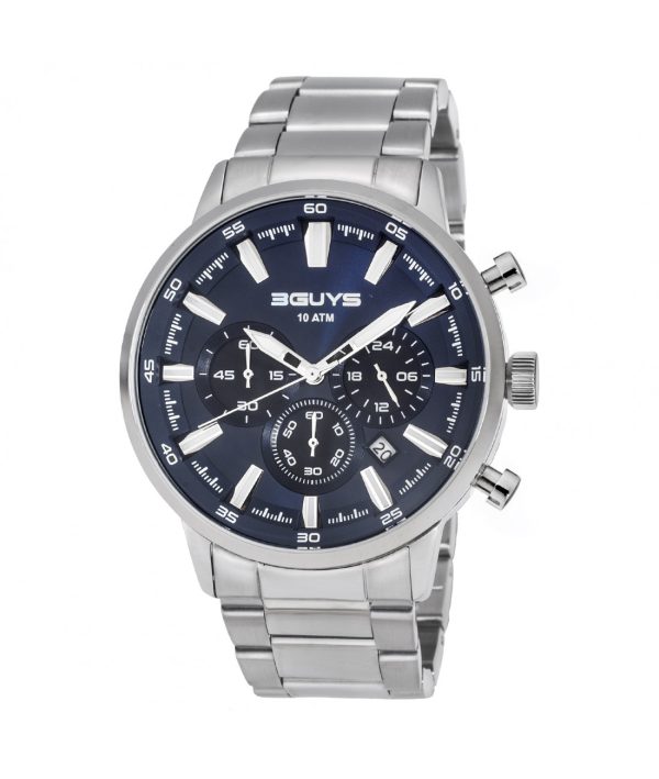 Ανδρικό ρολόι 3GUYS Chronograph με μπρασελέ