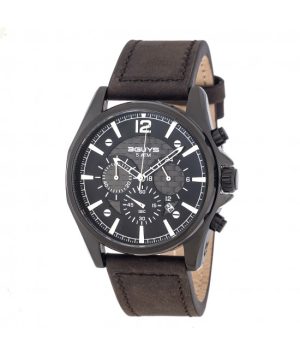 3G46002-85E-550x650w Ανδρικό ρολόι 3GUYS Chronograph με δερμάτινο καφέ λουρί