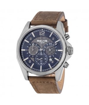 3G46006-85E-550x650w Ανδρικό ρολόι 3GUYS Chronograph με δερμάτινο καφέ λουρί