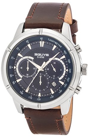 Ρολόι 3GUYS 3G83004 Chronograph με καφέ δερμάτινο λουράκι