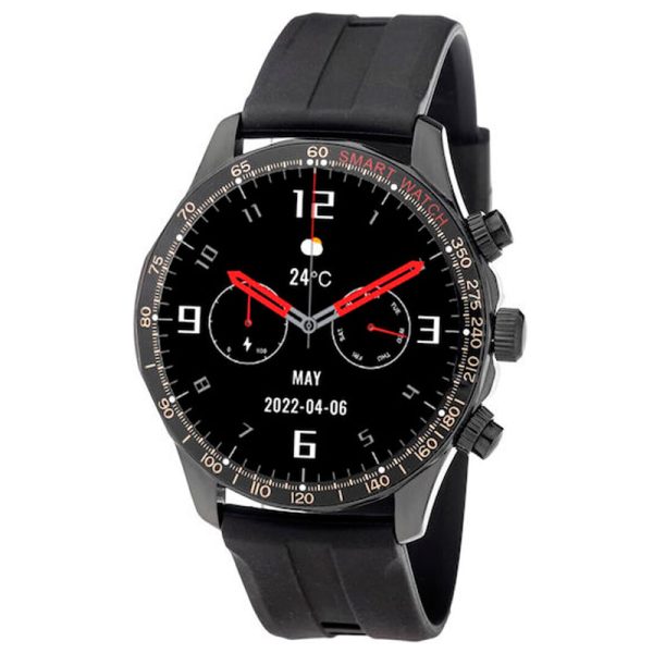 Ρολόι 3GUYS Stainless Steel 45mm Smartwatch με Παλμογράφο & λουρί σιλικόνης