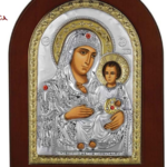 Εικόνα 20x26 "Παναγία Ιεροσολυμίτισσα" σε ξύλο με ασήμι και χρυσό