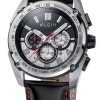 610_geormas Αντρικό ρολόι ELGIN 12105.2 Chronograph με μαύρο δερμάτινο λουρί
