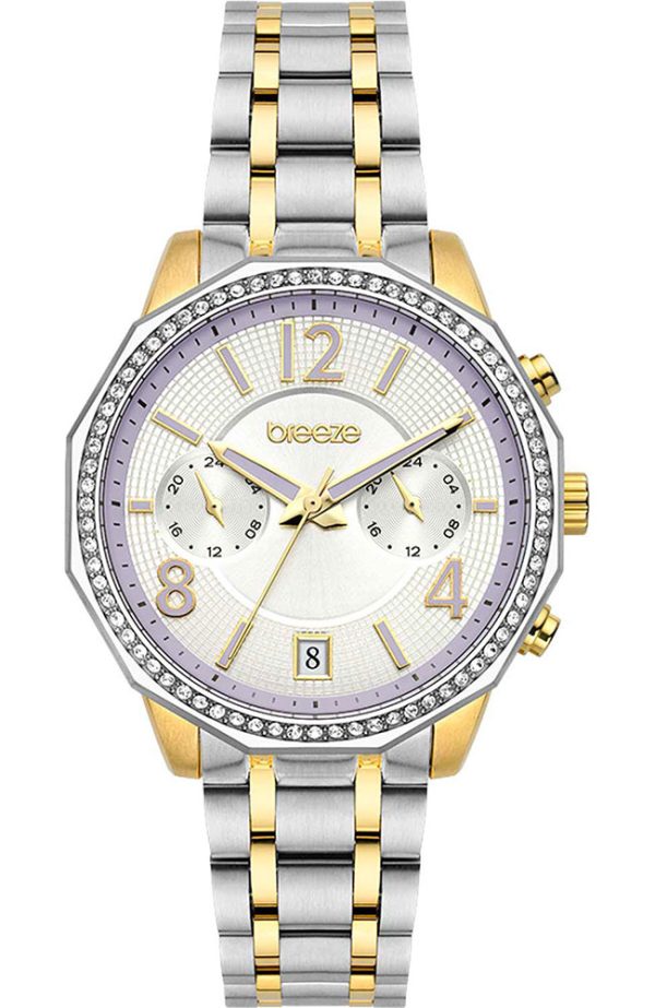 Γυναικείο ρολόι BREEZE Crystal με δίχρωμο μπρασελέ