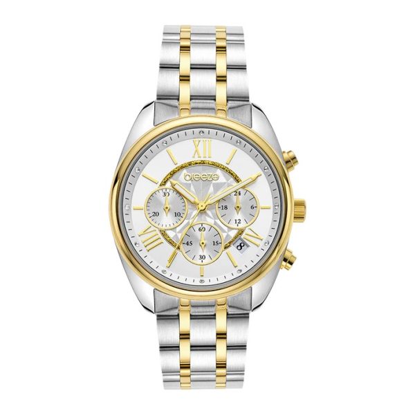 Γυναικείο ρολόι BREEZE Poshius Chronograph με δίχρωμο μπρασελέ