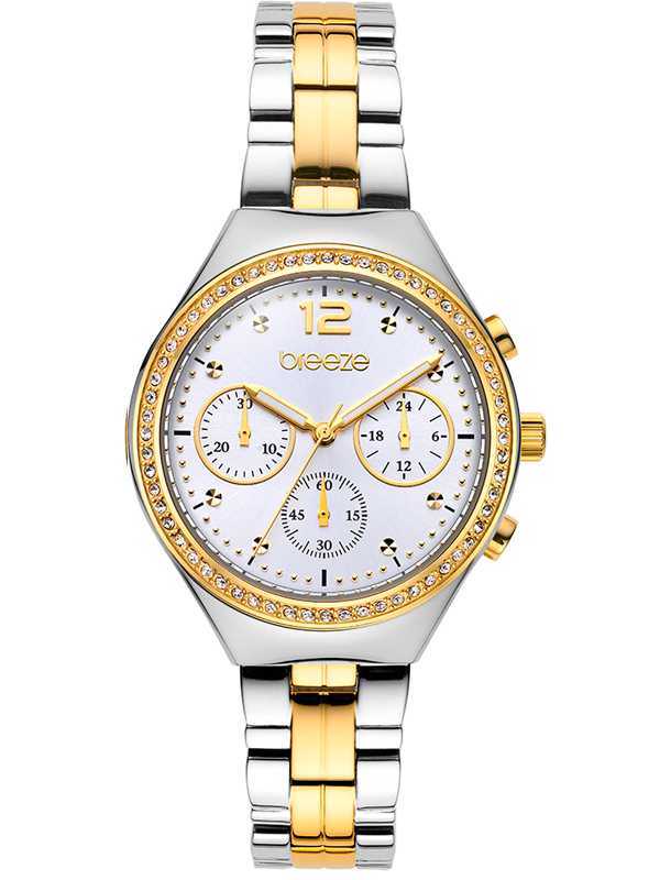 Γυναικείο ρολόι BREEZE Absolute Chronograph με δίχρωμο μπρασελέ