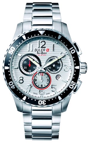 74_geormas Ανδρικό ρολόι BULER Sea Quest 037121 Chronograph με μπρασελέ