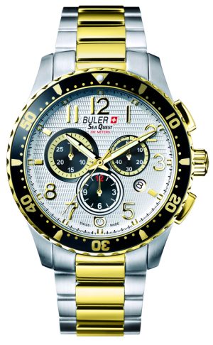 75_geormas Ανδρικό ρολόι BULER Sea Quest 037131 Chronograph με μπρασελέ