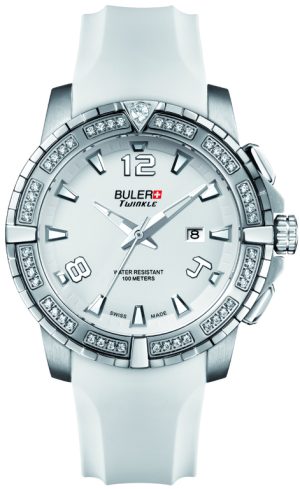 81_geormas Γυναικείο ρολόι BULER 042221 Twinkle με λευκό λουρί σιλικόνης