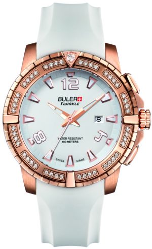 82_geormas Γυναικείο ρολόι BULER 042251 Twinkle με λευκό λουρί σιλικόνης