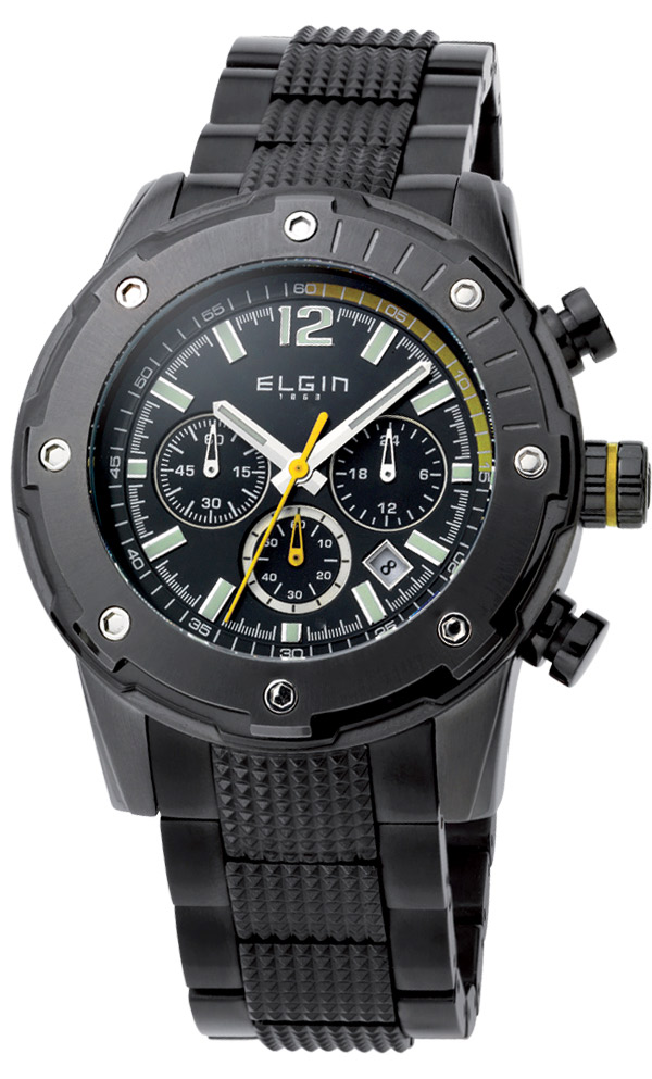 951_geormas Αντρικό ρολόι ELGIN 55601.2 Chronograph με μπρασελέ