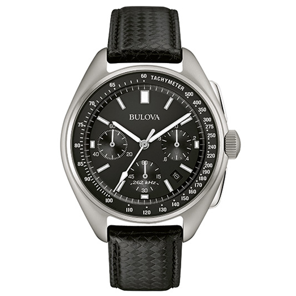 96B25173 Ανδρικό ρολόι BULOVA Lunar Pilot Chronograph με μαύρο δερμάτινο λουρί