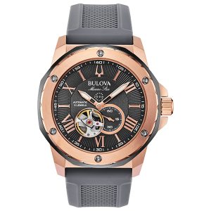 Αντρικό ρολόι BULOVA Automatic Marine Star με γκρι λουρί καουτσούκ