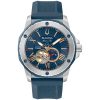 Αντρικό ρολόι BULOVA Automatic Marine Star με μπλε λουρί καουτσούκ