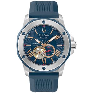 Αντρικό ρολόι BULOVA Automatic Marine Star με μπλε λουρί καουτσούκ