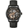 98A283 Ανδρικό ρολόι BULOVA Sutton Automatic με μαύρο δερμάτινο λουράκι