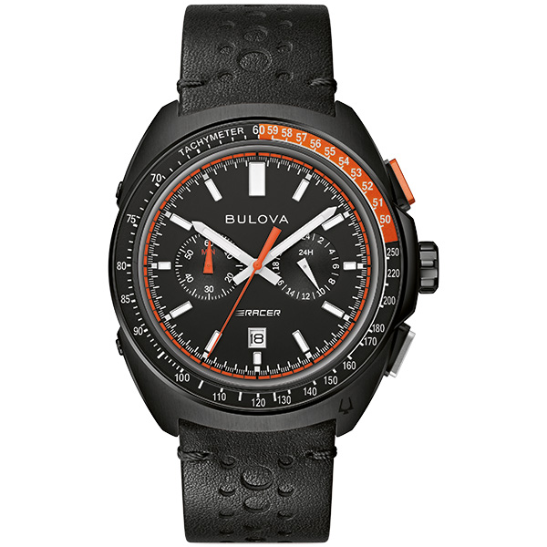 Stacked from 4 images. Method=A (R=9,S=3) Ανδρικό ρολόι BULOVA Racer Chronograph με μαύρο δερμάτινο λουρί