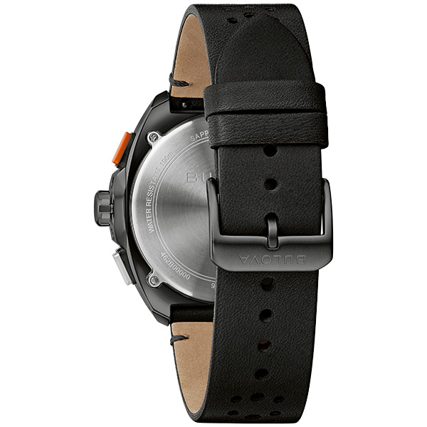Stacked from 6 images. Method=A (R=7,S=4) Ανδρικό ρολόι BULOVA Racer Chronograph με μαύρο δερμάτινο λουρί