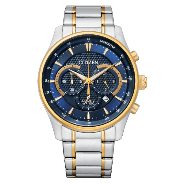 AN8194-51L_FRONT Ανδρικό ρολόι CITIZEN Quartz Chronograph με δίχρωμο μπρασελέ