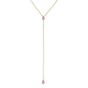 Γυναικείο κολιέ LAURA P. Pink Lady από ασήμι 925 με φλοιό χρυσού και ζιργκόν